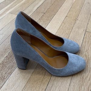 Franco Sarto grey suede leather block heel